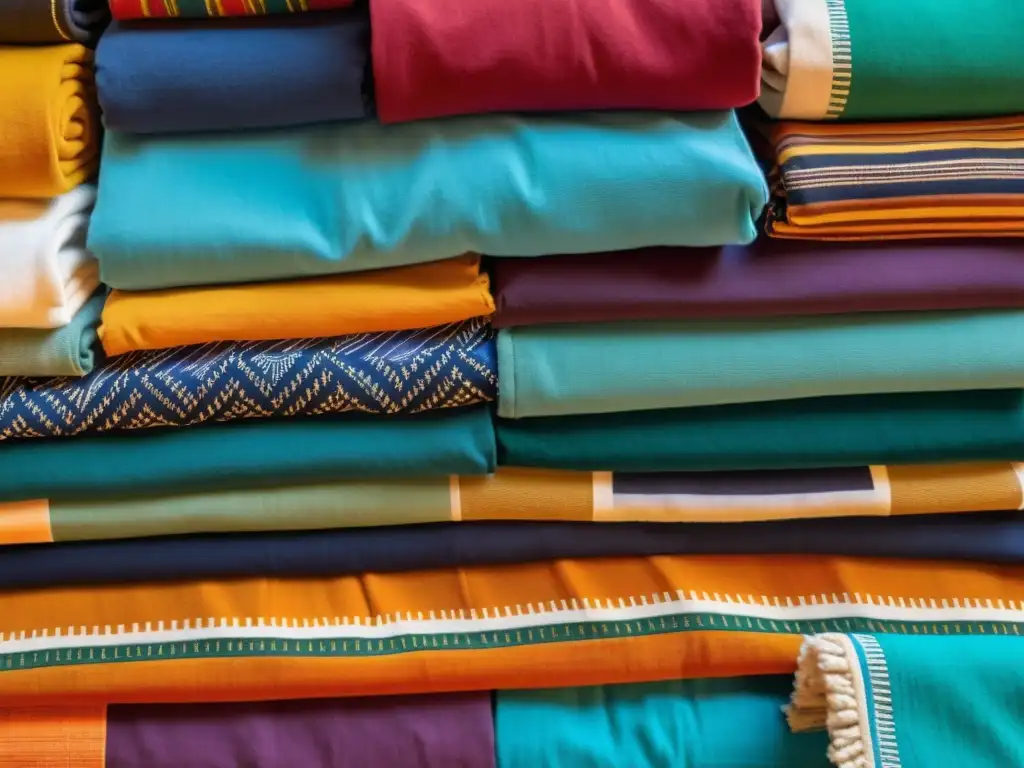 Mercado vibrante de textiles en Madagascar Arte vibrante y paleta cromática Madagascar: Mercado bullicioso lleno de textiles hechos a mano en un despliegue de colores y patrones