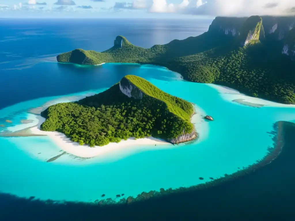 Isla remota: paraíso tropical en tonos dorados Explora la aventura y misterio en islas remotas con exuberante vegetación, acantilados imponentes y aguas cristalinas