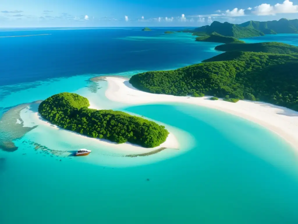 Paraíso tropical: costa virgen de isla remota Costa de isla remota con exuberante vegetación, aguas turquesa y playa de arena