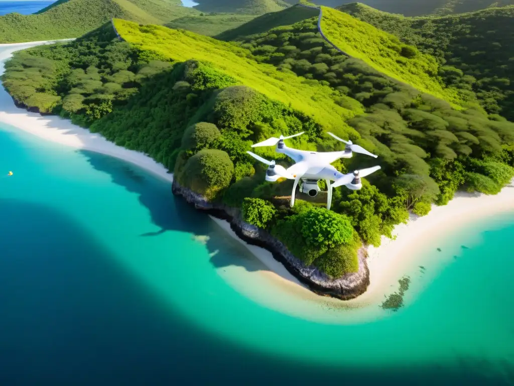 Exploración drónica de la exuberante isla: biodiversidad en alta definición Drones explorando islas, capturando biodiversidad