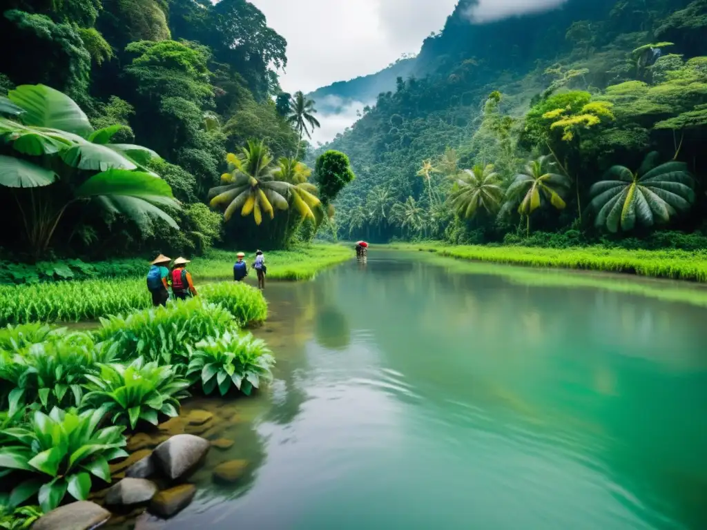Exploradores de la conservación: río tropical de Sumatra Un equipo de conservacionistas recoge muestras en un río tropical de Sumatra, mostrando la belleza de los ecosistemas de agua dulce