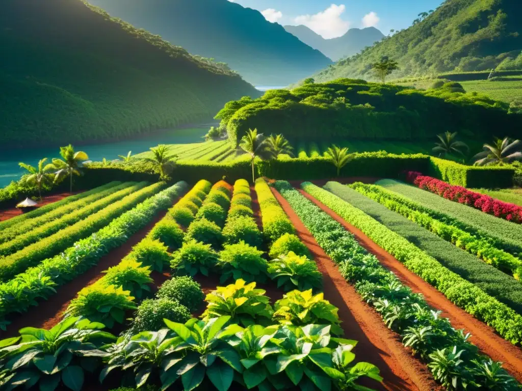 Plantación de especias exuberante en isla remota Plantación de especias vibrante en isla remota, Secretos de especias islas remotas