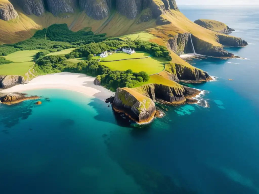 Escarpadas costas y exuberante naturaleza: Islas Escocesas Exploración digital de las remotas islas de Escocia: acantilados, vegetación exuberante y aguas cristalinas, una belleza única y diversa