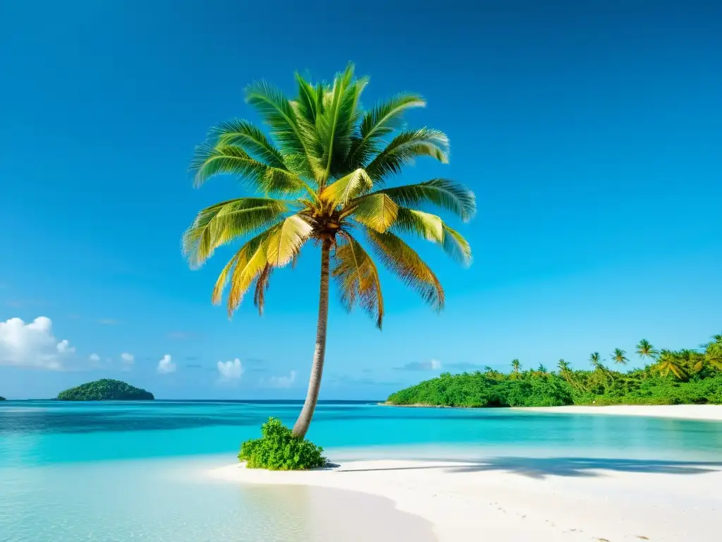 Paraíso intocado: Isla remota de aguas turquesas y playas de arena blanca Una imagen detallada de una isla remota e intocada rodeada de aguas cristalinas y playas de arena blanca