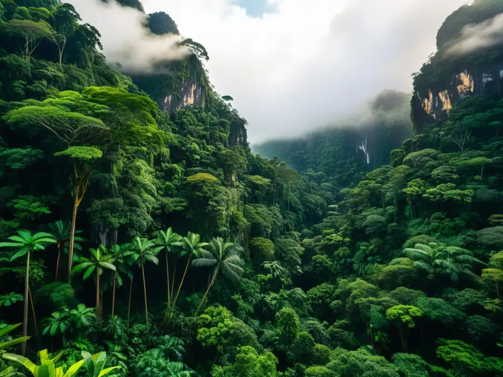 Selva exuberante de Borneo: Misterio y biodiversidad en 8k Una impresionante fotografía de aventura en Borneo: densa selva, árboles antiguos, vida exótica y misterio en la naturaleza