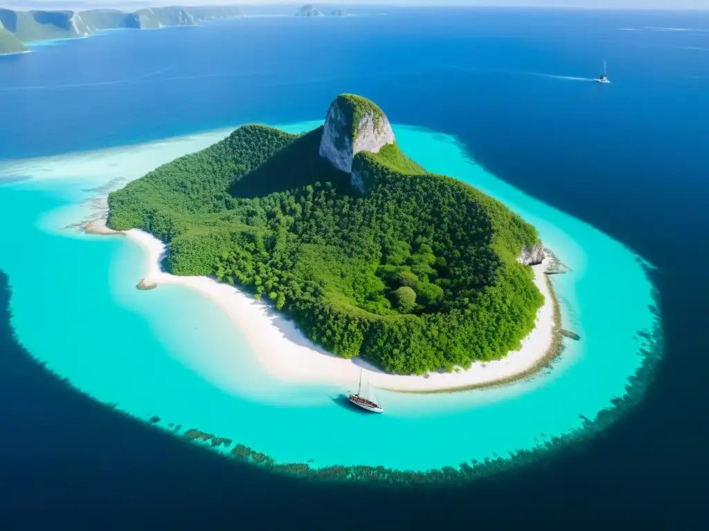 Isla virgen: belleza intocada y aislamiento La impresionante belleza de una isla remota e inexplorada rodeada de aguas cristalinas y exuberante vegetación