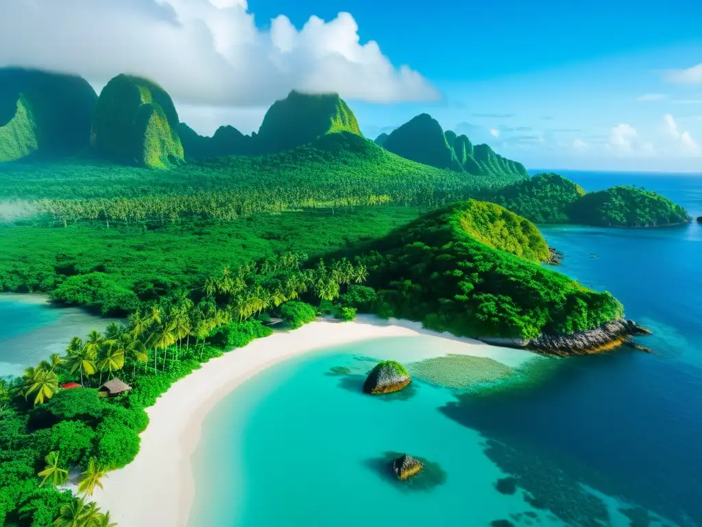 Isla exuberante: paraísos ocultos y misterios Una isla remota y exuberante, rodeada de aguas cristalinas, brinda una atmósfera de aventura y misterio en islas remotas