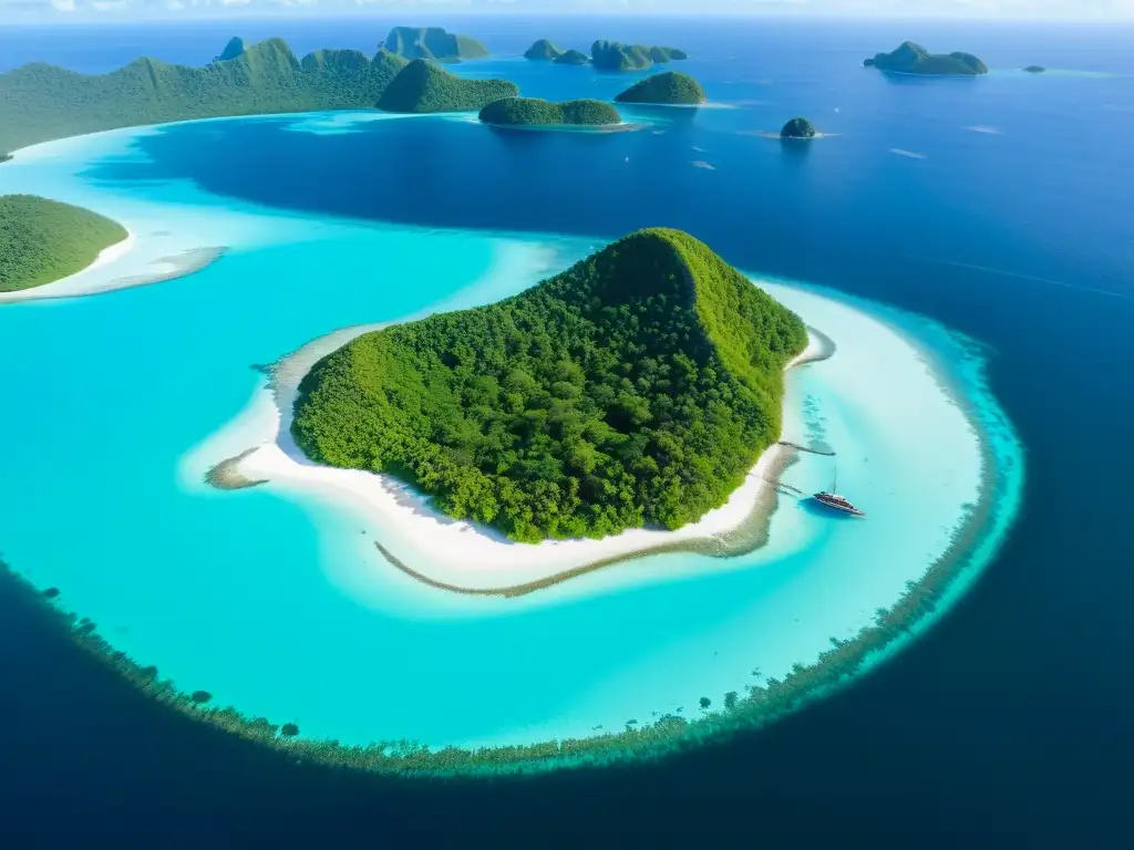 Isla remota: Paraíso tropical virgen en HD Explora islas remotas: vista aérea impresionante de una isla exuberante rodeada de aguas turquesas cristalinas