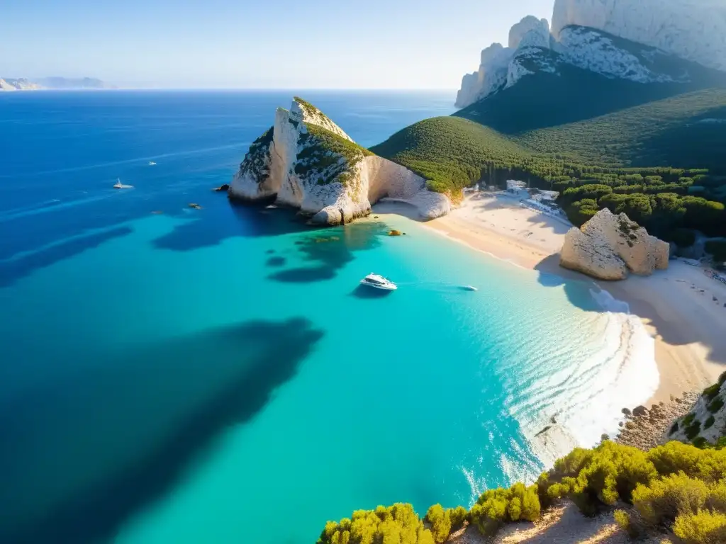 Misterios de Es Vedrà en el Mediterráneo: acantilados majestuosos bañados por el sol, aguas turquesas y vida marina vibrante