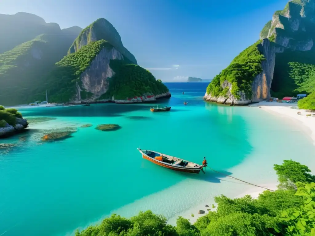 Pescadores locales en un muelle rodeados de belleza natural y tradición Pescadores en muelle de isla remota, comparten relatos cortos vida islas remotas, rodeados de agua turquesa y naturaleza exuberante