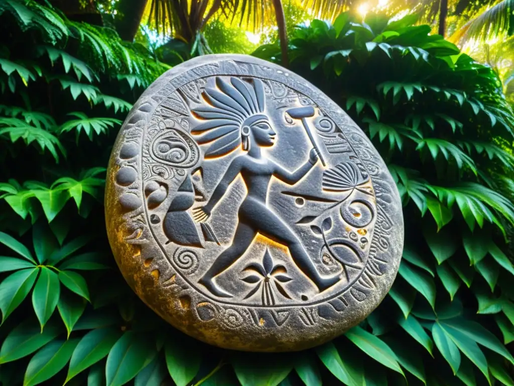 Petroglifo Taino: Misterios de una Antigua Civilización Una petroglifo Taino bellamente preservado, con símbolos e figuras intrincadas, revelando la historia de las civilizaciones antiguas del Caribe