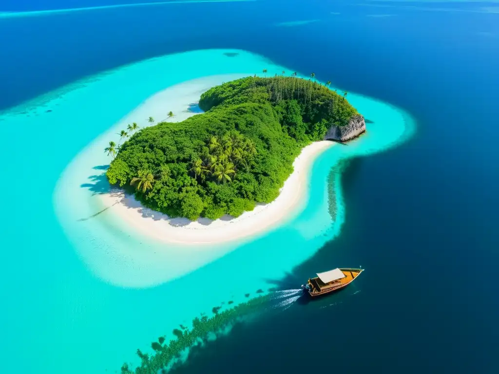 Paraíso tropical: Isla serena en aguas turquesas Pintura impresionista de islas aisladas: Una isla serena rodeada de aguas turquesa, exuberante vegetación y una luz encantadora