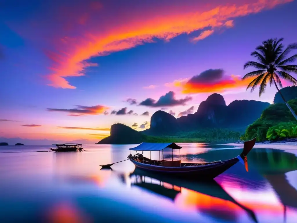 Atardecer mágico en una remota isla de Indonesia Una puesta de sol impresionante sobre las aguas cristalinas de una remota isla de Indonesia