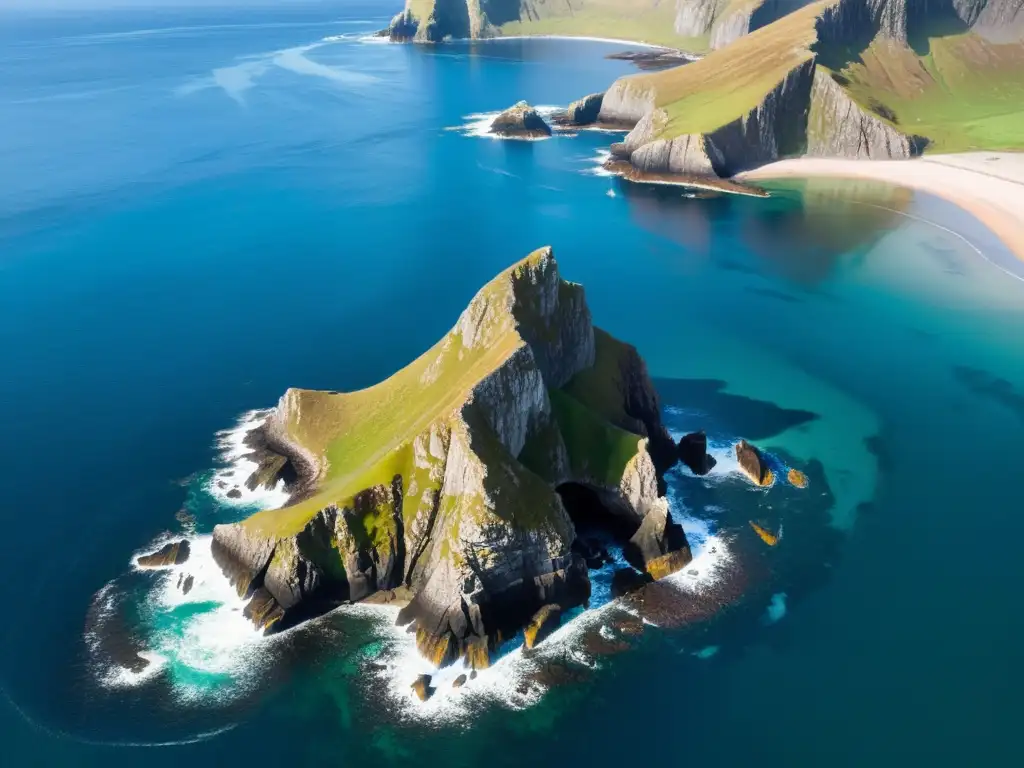 Costa salvaje de las islas escocesas: belleza indómita Explorando las remotas islas de Escocia: Acantilados dramáticos, aguas azules y un faro solitario en un paisaje salvaje y hermoso