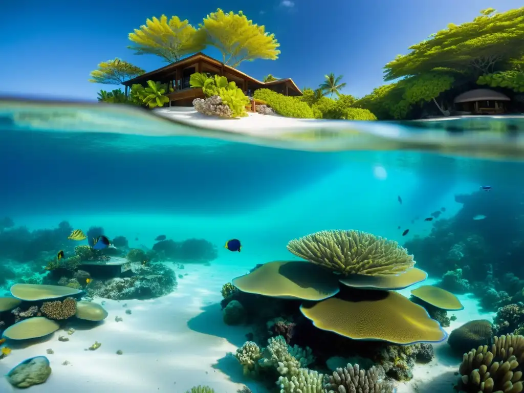 Hotel sumergido: Maravillas acuáticas Dormir rodeado de vida marina en un hotel sumergido, con arrecifes de coral coloridos y una variedad de criaturas marinas