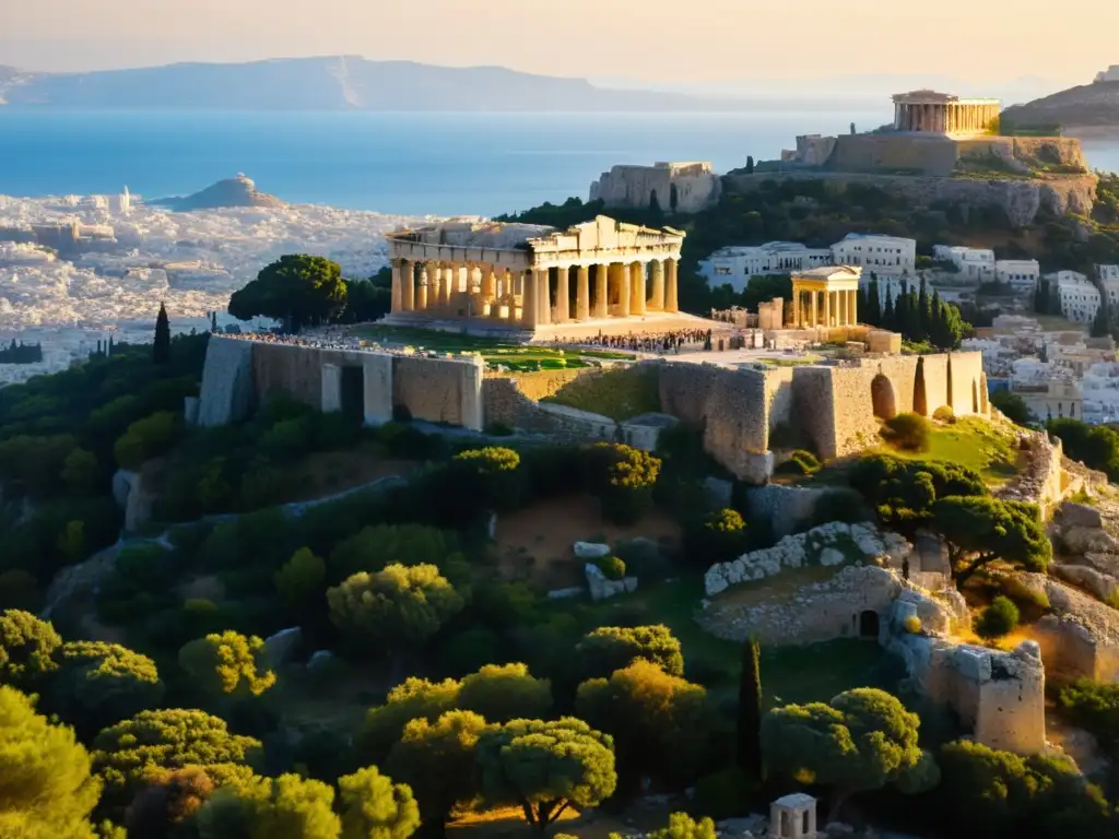 Ruinas de la Acrópolis al atardecer en Atenas, Grecia Ruinas de la Acrópolis al atardecer en Atenas, Grecia