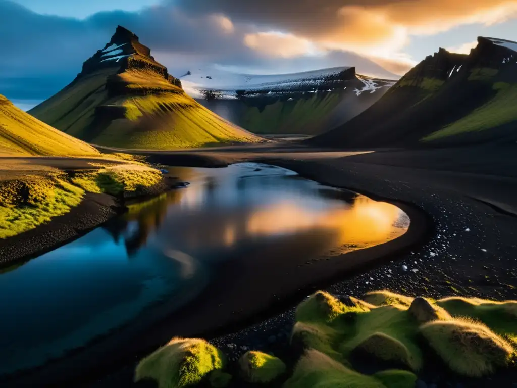 Espectacular paisaje islandés: luces y sombras en la naturaleza Técnicas avanzadas fotografía paisajes Islandia: Panorámica impresionante del paisaje dramático islandés, juego de luces y sombras en terreno agreste