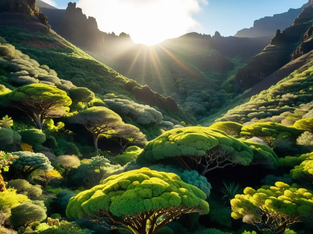 Bosque exuberante de las Islas Canarias: vida en abundancia Vibrante bosque de las Islas Canarias, hogar de diversa flora y fauna