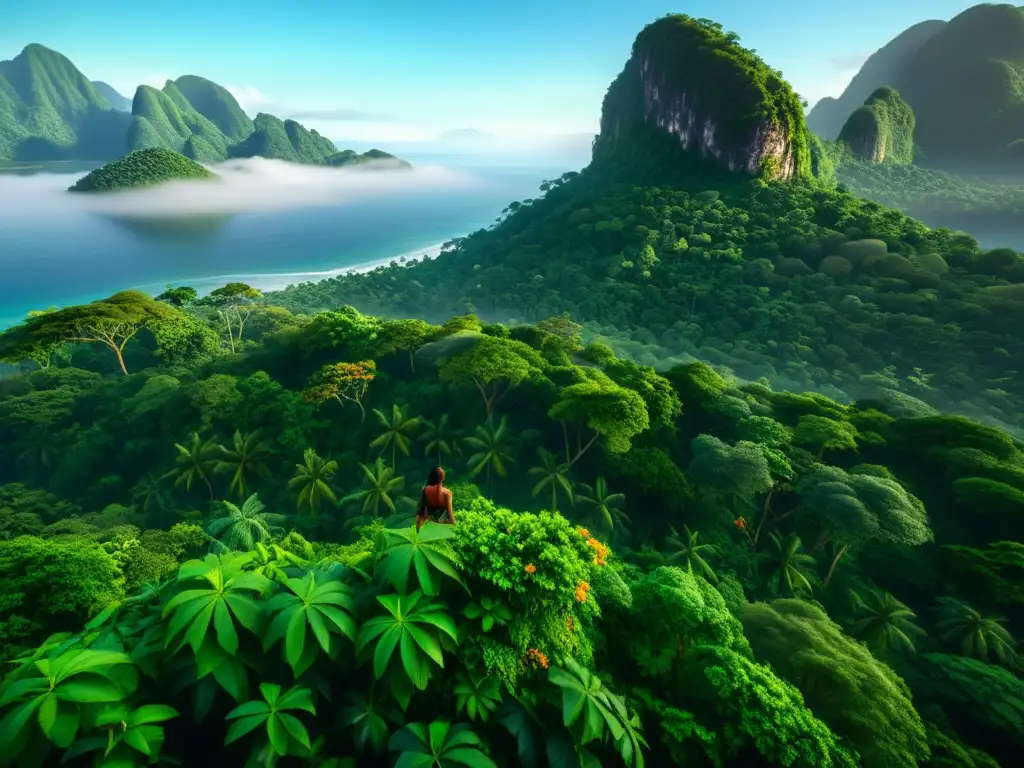 Nosy Be: Selva exuberante, flora vibrante y fauna única en 8k Vibrante jungla en Nosy Be con flora exótica, vida salvaje y montañas brumosas