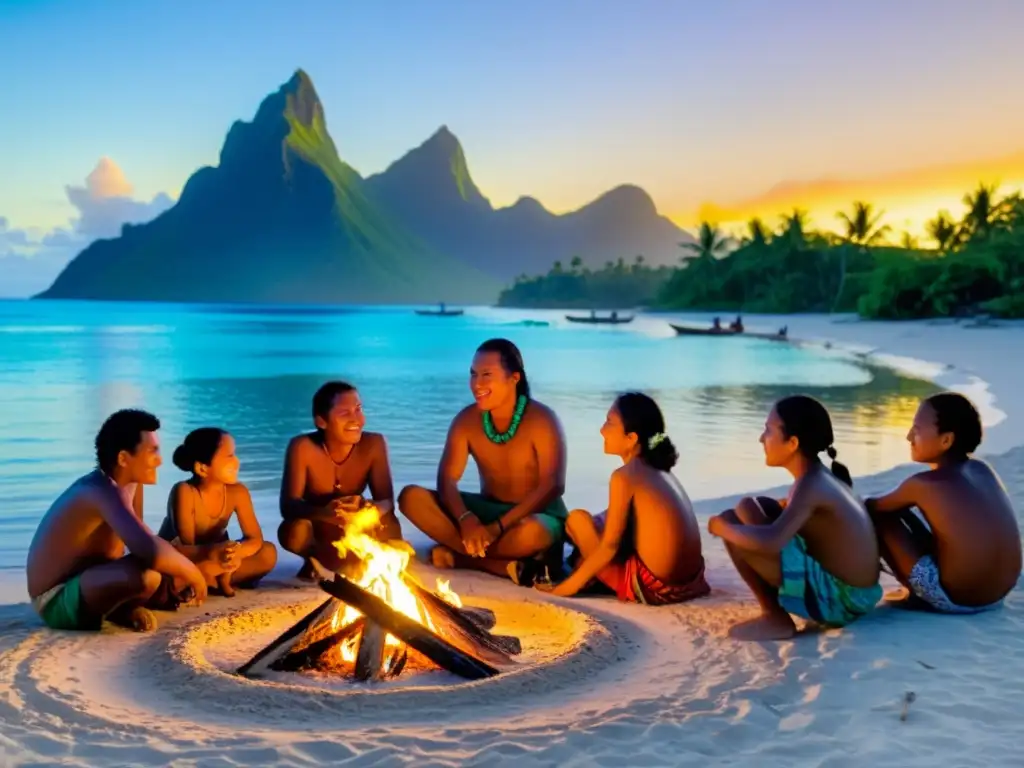Vida comunitaria en Micronesia: tradiciones y conexiones Vida comunitaria en Micronesia: alrededor del fuego, la comunidad comparte tradiciones junto al mar del Pacífico