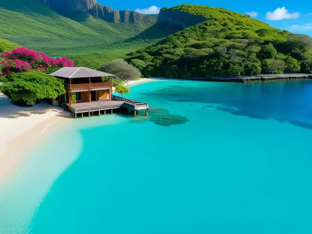 Villa francesa junto al mar en Mayotte Villa francesa en la costa de Mayotte con aguas turquesa y encanto francés en aguas Índico