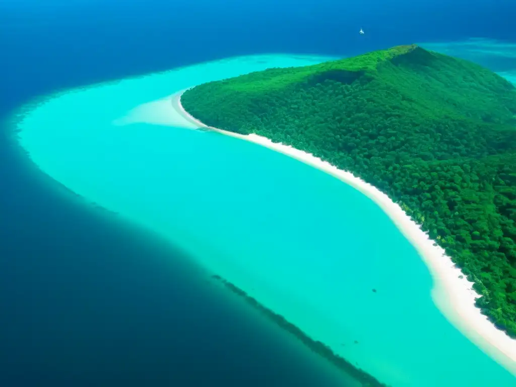 Esplendor natural: Mayotte, isla de contrastes Vista aérea de Mayotte con contrastes en la isla, aguas turquesas y paisaje exuberante