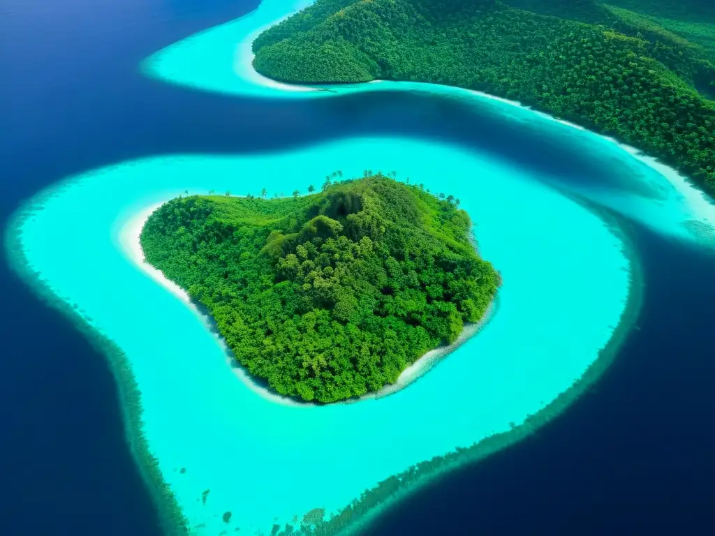 Espléndidas vistas aéreas de la exuberante Melanesia Vista aérea impresionante del exuberante paisaje de Melanesia Pacífico, con su diverso terreno y vibrante flora