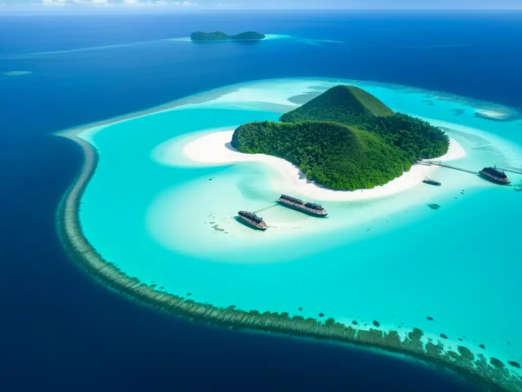 Paraíso natural: Islas remotas de Indonesia Vista aérea impresionante de islas remotas de Indonesia, playas blancas, aguas turquesas y bosques verdes