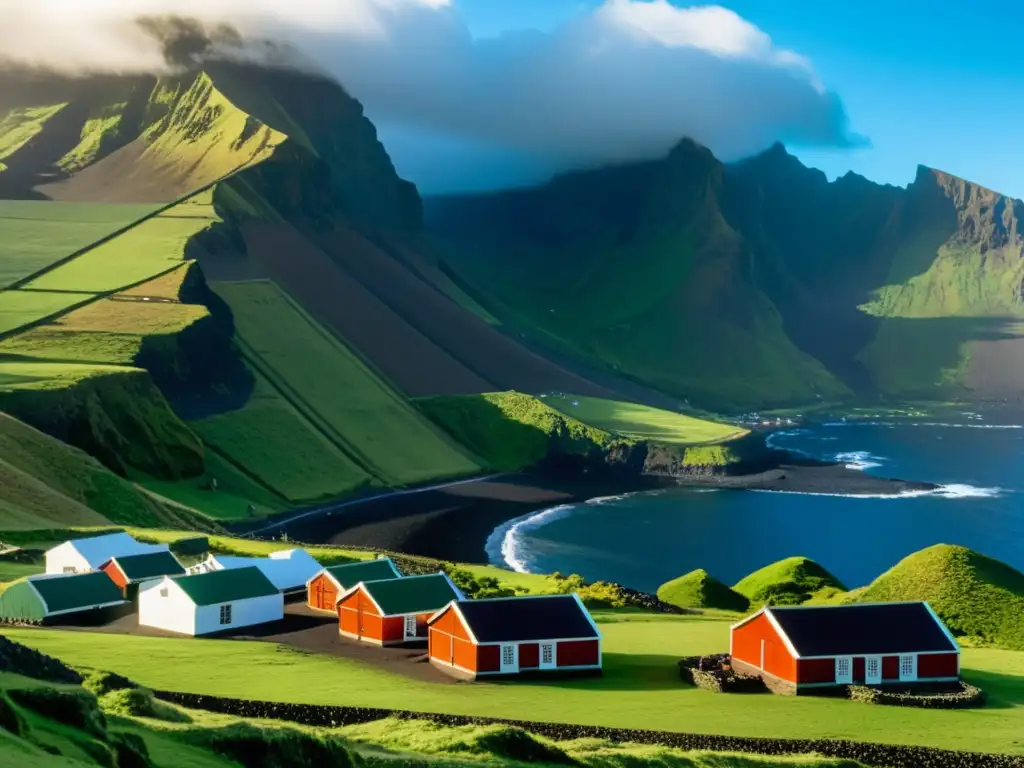Tristan da Cunha: Belleza y tradición en la isla Vista impresionante del asentamiento en Tristan da Cunha, reflejando el patrimonio cultural de la comunidad y la belleza natural de la isla