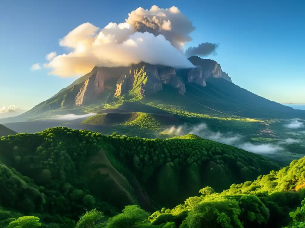 Espléndido Montserrat: Volcán activo en 8k Vista impresionante del volcán activo Montserrat, con humeantes columnas de ceniza